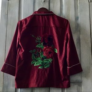 Bed to Brunch- Satin Rose Pajama Top